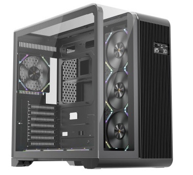 מארז מחשב פרימיום לגיימרים שחור זכוכית צד ותאורה 1StPlayer RT7 Black ATX RGB Side Tempered Glass 7x12CM GPU 400mm Liquid Cooling 3x120mm